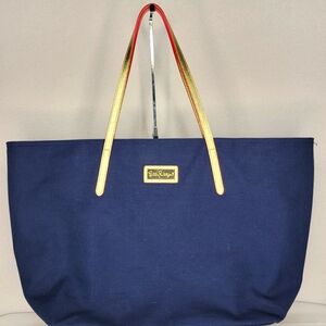 Lilly Pulitzer Navy Tote w/ Gold‎ Leather Straps and Gold Hardware. P140